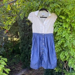 Anthropologie HD in Paris Lace and Chambray Shirtdress